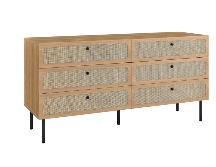 MOD-7067-OAK-2 Modway MOD-7067-OAK Chaucer 62 Inch 6-Drawer Dresser, Oak 