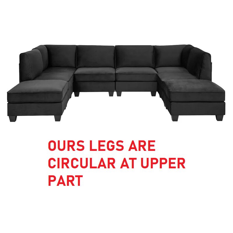 8PC VELVET SECTIONAL BLACK SOFA SET (Incomplete Only Corner)
