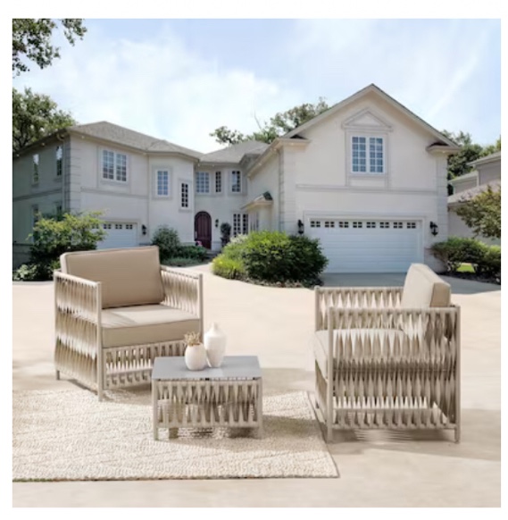 Art Leon 3-Piece Twisted PE Rattan Wicker Outdoor Patio Chairs with Glass Table(Incomplete box 2 of 2)