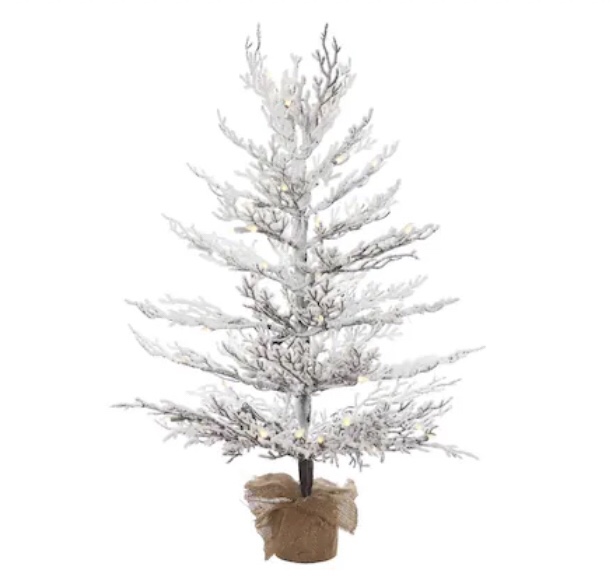 Vickerman 4-ft Pre-lit Artificial Tree Flocked White Artificial Christmas Tree with LED Lights
