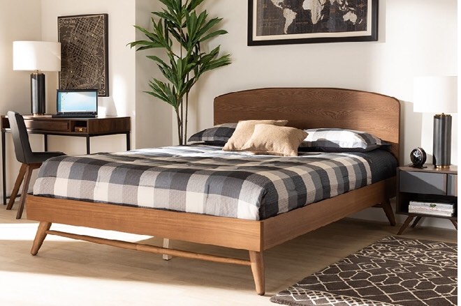 Baxton Studio MG-2200-1-Ash Walnut-Queen Keagan (incomplete) box 2/2 only