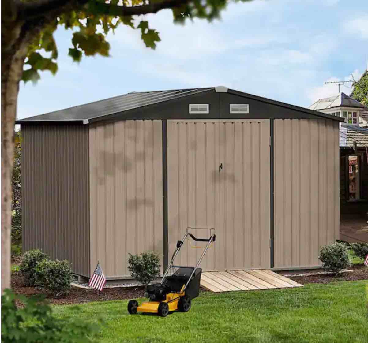 10 ft. W x 8 ft. D Metal Storage Shed for Garden and Backyard (80 sq. ft.)(incomplete) box 3/3 only