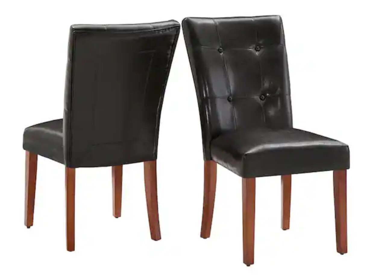 HomeSullivan Dark Brown Tufted Faux Leather Dining Chairs (Set of 2)