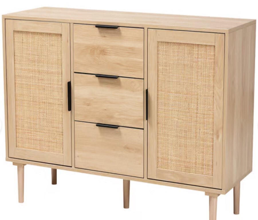 Baxton Studio Harrison Natural Brown Black 3 Drawers Sideboard (incomplete) box 2/2 only 