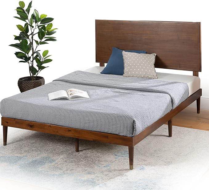 ZINUS Raymond Wood Platform Bed Frame with Adjustable Wood Headboard / Solid Wood Foundation / Wood Slat Support / No Box Spring Needed / Easy Assembly, Queen