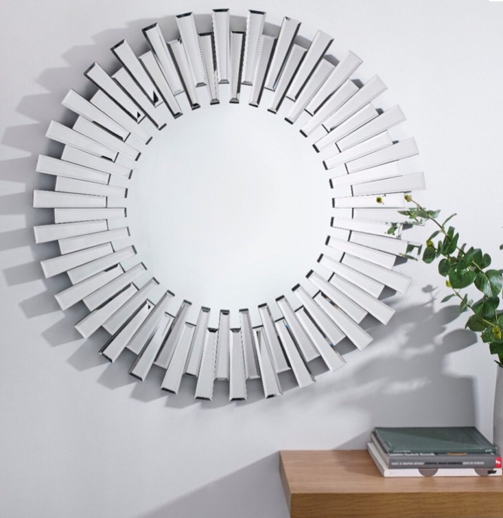 starburst medium size round mirror silver