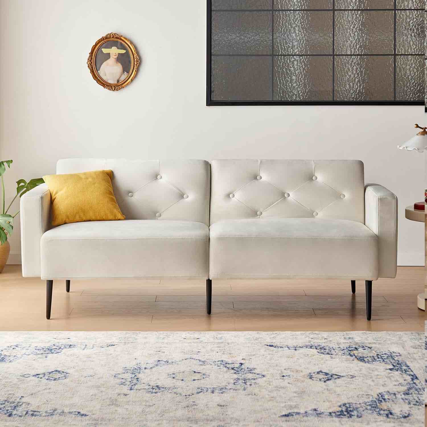 Mxfurhawa Futon Sofa Bed, 74" Convertible Sleeper Couch, Upholstered