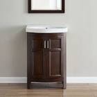 Style Selections Morecott 24-in Chocolate Single Sink Bathroom Vanity with White Vitreous China Top