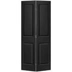 Paneled Manufactured Wood Hollow Primed Textured 6-Panel Bi-fold Door black