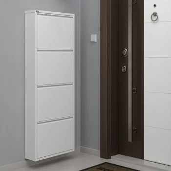 Antibacterial 4 Tier Metal Shoe Cabinet Without Holes