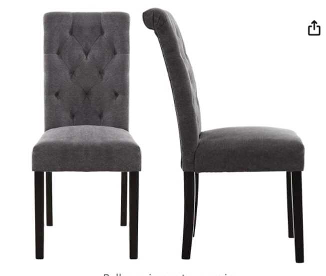 LSSBOUGHT Dining Chairs Stylish Dining Room Chairs with Solid Wood Legs, Set of 2 (Gray)