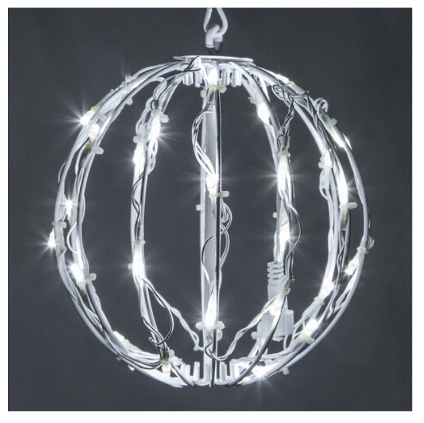 Cool White LED Light Ball, Fold Flat White Frame
