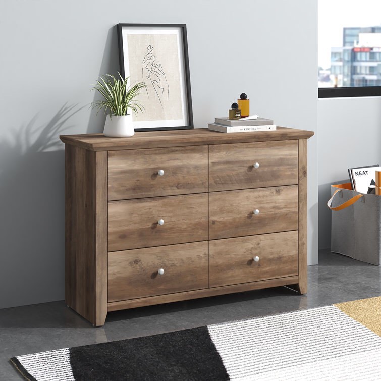 Knotty Oak Tevrat 6 Drawers Double Dresser