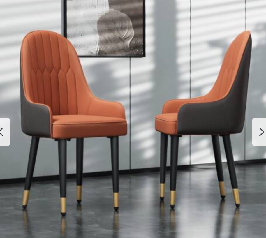 Set of 2 Modern Microfiber Silicone Leather Upholstered Dining Chairs, Metal Legs - 20.5x19.3x35.5 inch