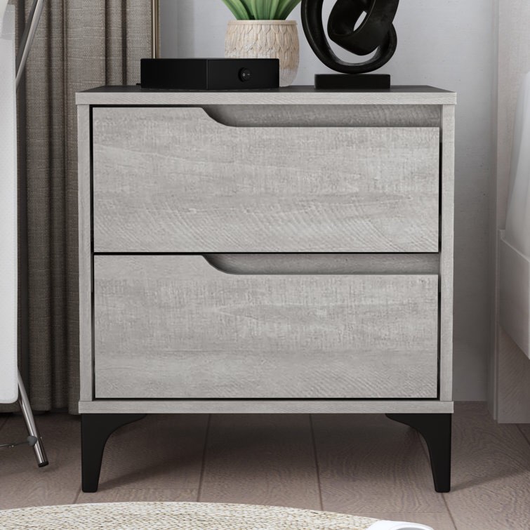 Dusty Gray Oak Norcross 20.3" 2 Drawer Nightstand