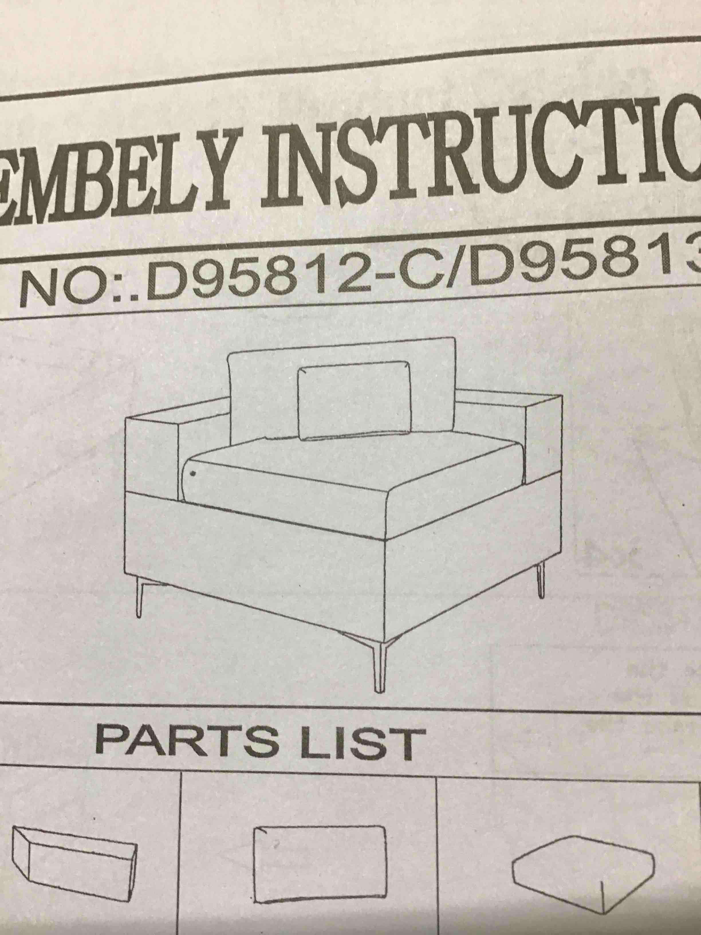 Wayfair D95813 Grey Upholstered Corner Sofa Seat 