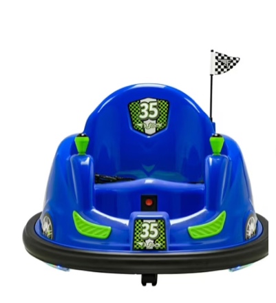 Flybar 6 Volts Bumper Car, Battery Powered Ride on, Fun LED Lights, Includes Charger, Blue