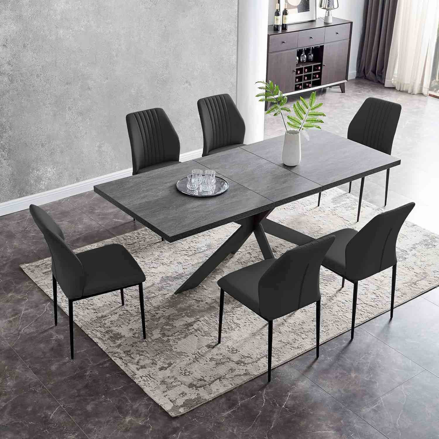 Expandable Table,Metal Frame Farmhouse Rectangular Table Home JA7180-GM-Table-ZZ (incomplete)