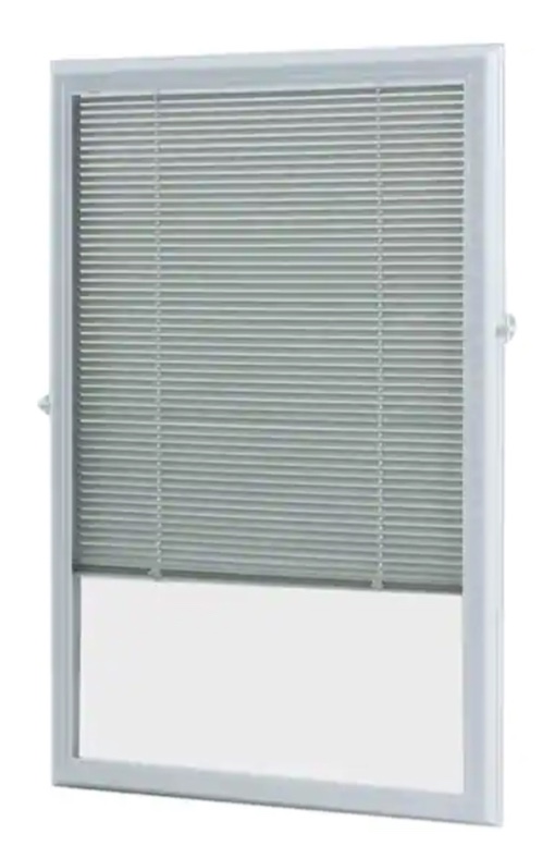 22 in. x 36 in. Add-On Enclosed Aluminum Blinds in White for Steel and Fiberglass Doors with Raised Frame Around Glass