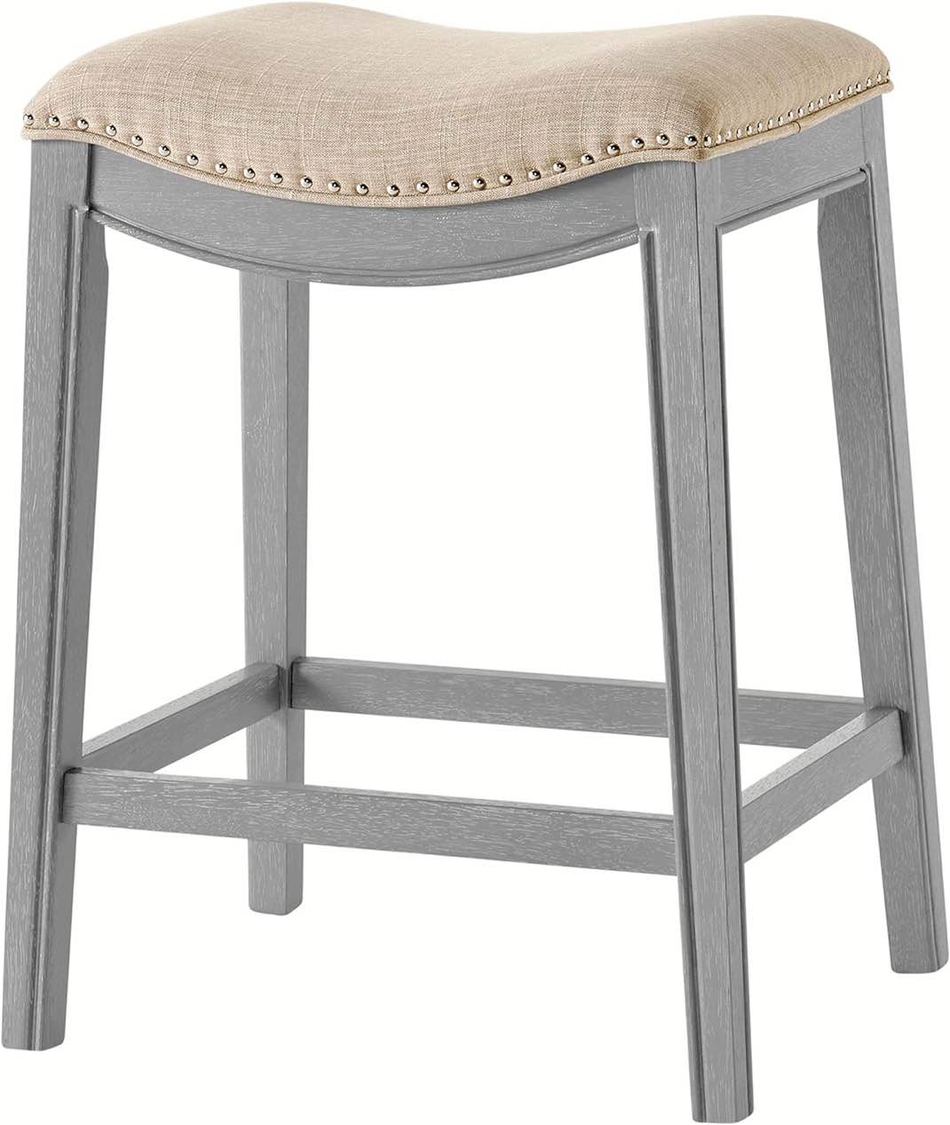 New Pacific Direct Grover 25.5" Fabric Counter Stool in Lyon Cream/Ash Gray