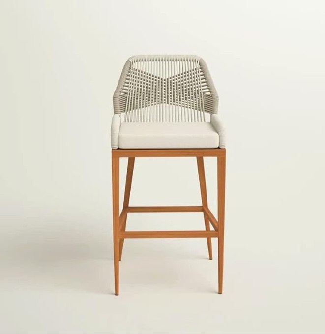 US Furnishing Indoor and Outdoor Waterproof Hand-Crafted Stool, Counter Height Stool Bar High Home Back Dining Chair Comfortable Simple Beautiful 