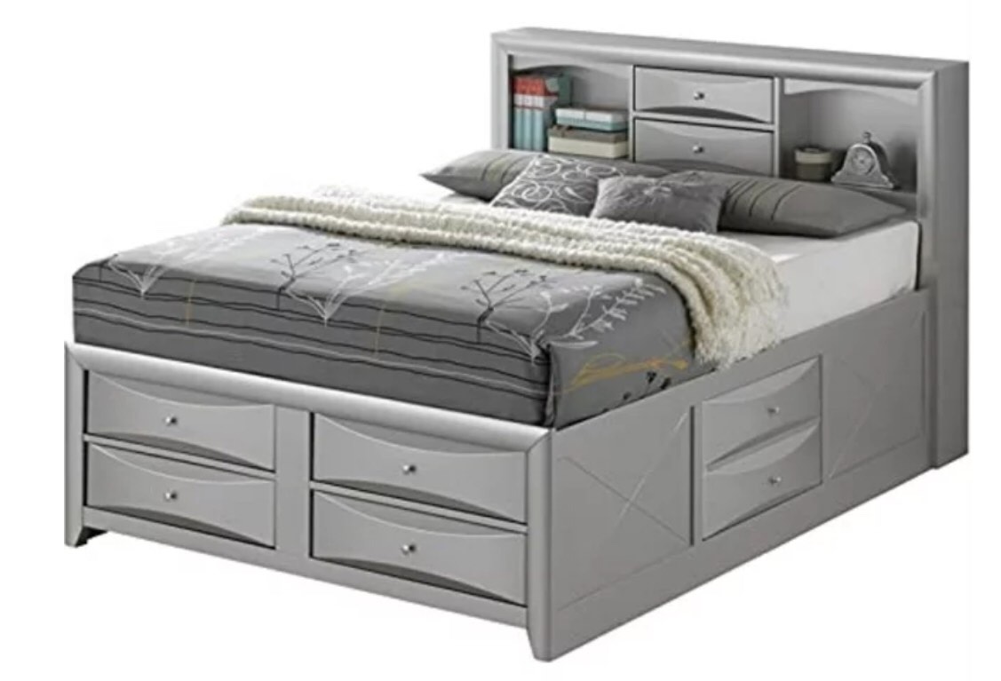 Glory Furniture Marilla G1503G-FSB3 Full Storage bed , Silver Champagne (Incomplete, box 1/6 only)