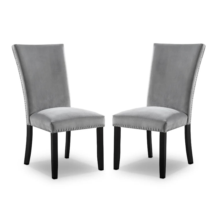 Black/Light Gray Perrinton Polyester Blend Solid Back Side Chair (Set of 2)
