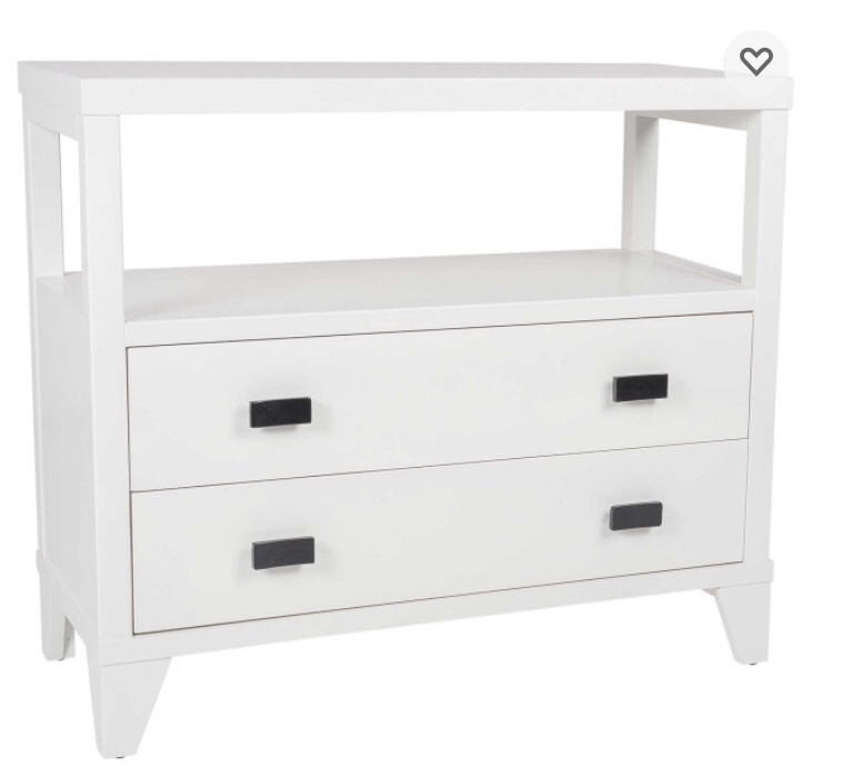 East at Main Wooden 2-Drawer Side Table with Shelf, White