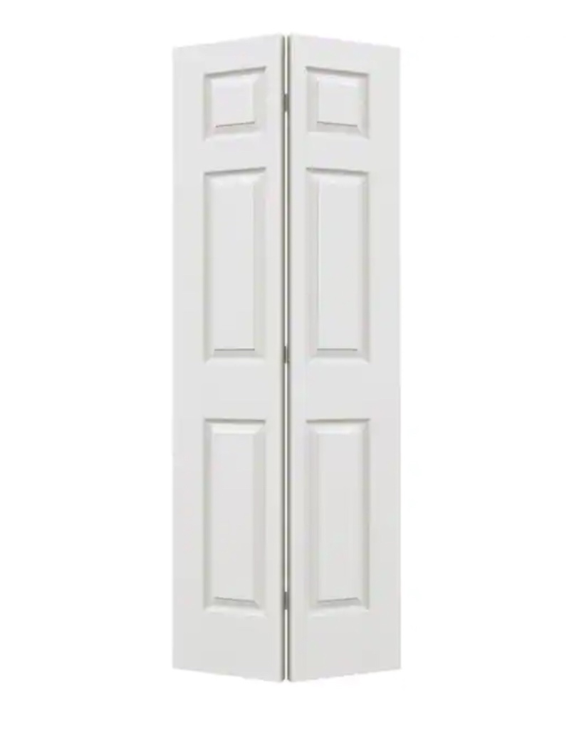 24 in. x 80 in. 6 Panel Colonist Primed Textured Molded Composite Hollow Core Closet Bi-Fold Door