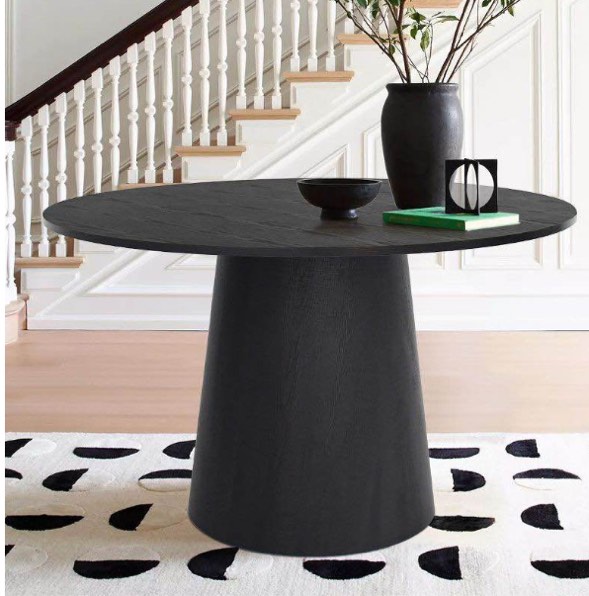 Dwen 46'' Manufactured Wood Foild with Grain Paper Round Top Pedestal Dining Table- The Pop Maison(Incomplete)