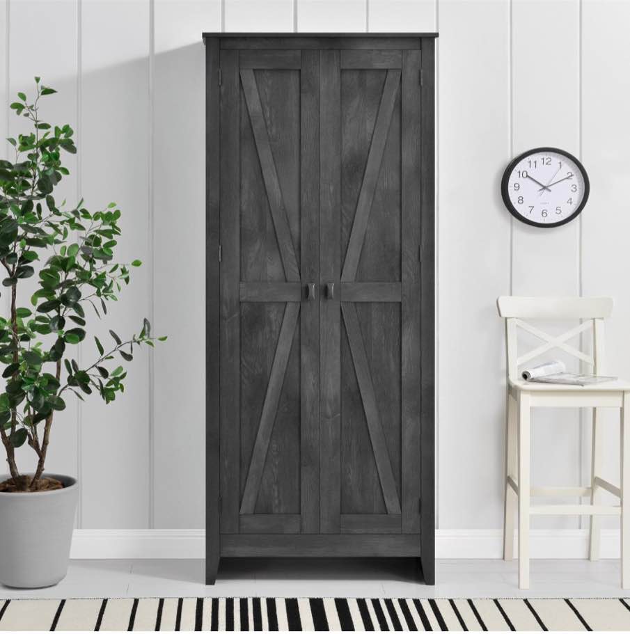 SystemBuild Evolution Farmington Wide Storage Cabinet, 31.5", Rustic Gray