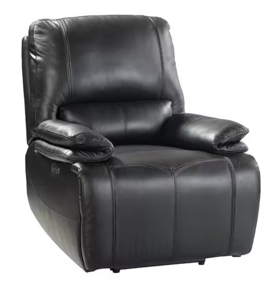 Alina Black Genuine Leather Power Recliner with USB Port