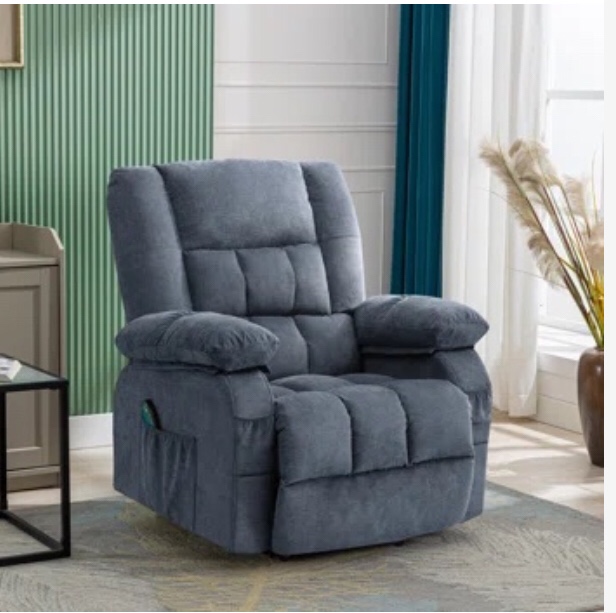 Fairstead 34.3'' Wide Power Lift Assist Standard Recliner with Massager XL-1124-2-BLUE-A (incomplete box 1 of 2 only)