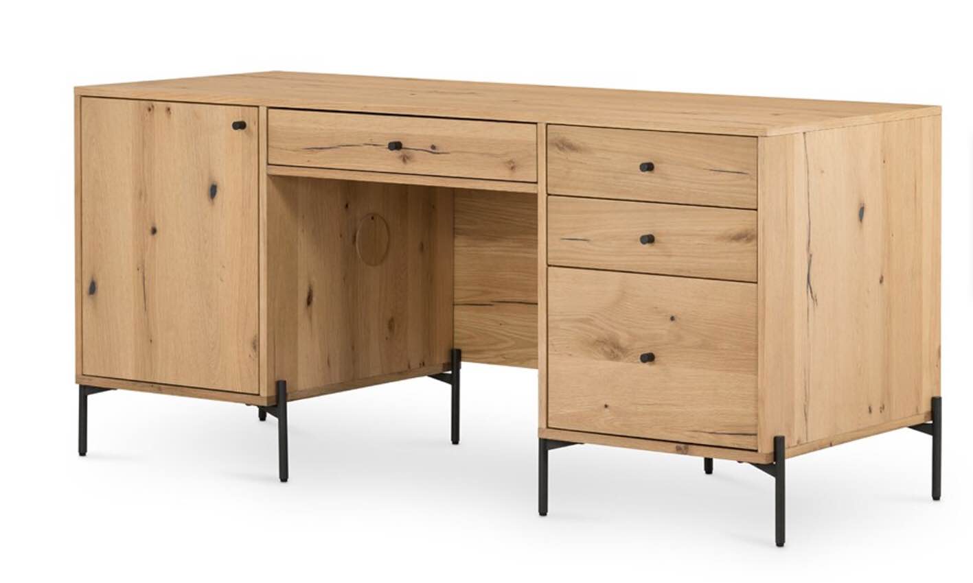 Four Hands Eaton Executive Desk - Light Oak Resin