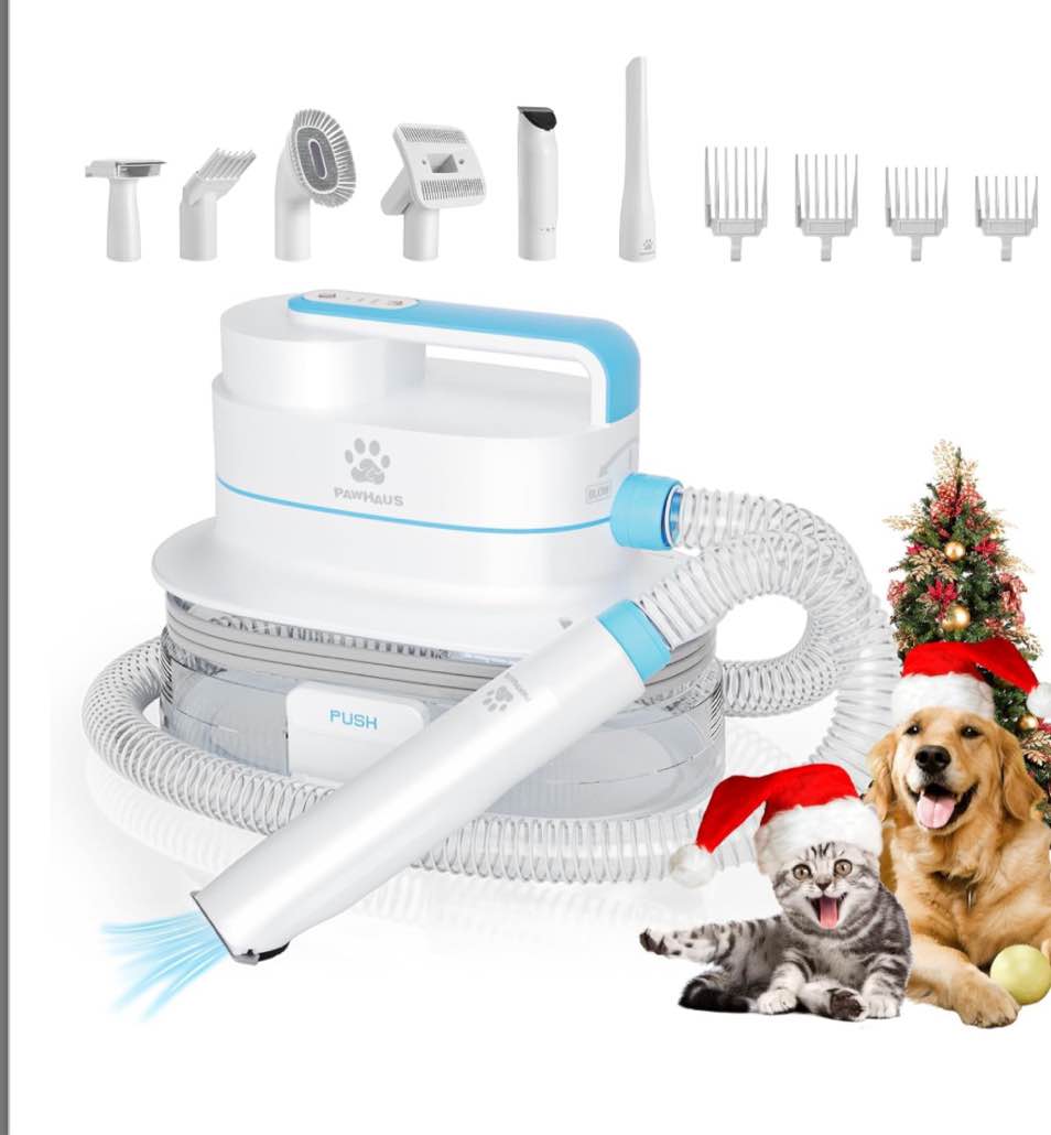 PAWHAUS Dog Grooming Kit & Vacuum & Blow, Suction 99% Pet Hair Remover Upgraded 6 in 1 Pet Grooming Tools 4L Large Capacity Dust Cup, Dog Clippers Trimmer Dog Grooming Brush Vacuum for Shedding Cats