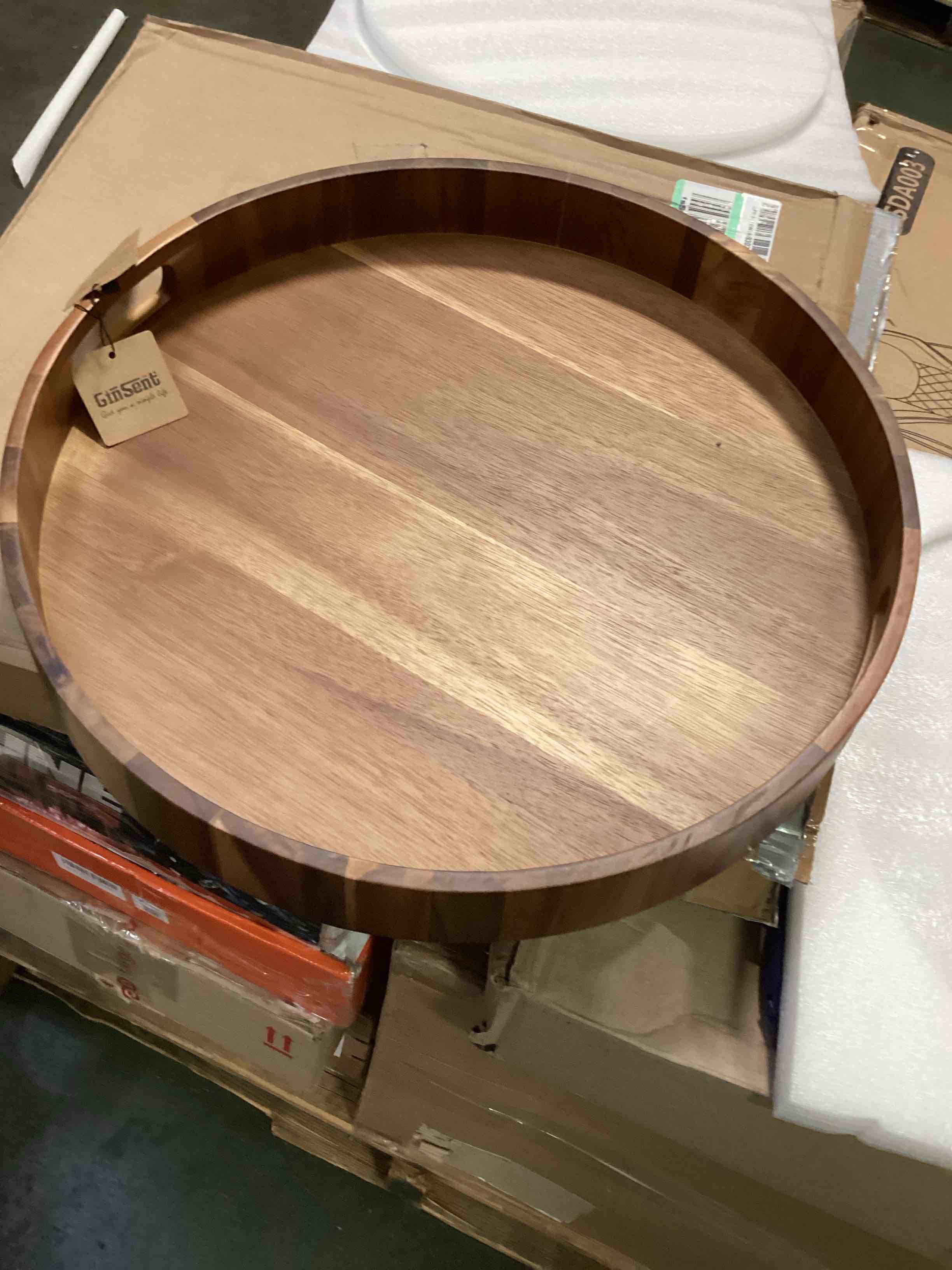 ginsent  dinner  wooden table center  tray  round 