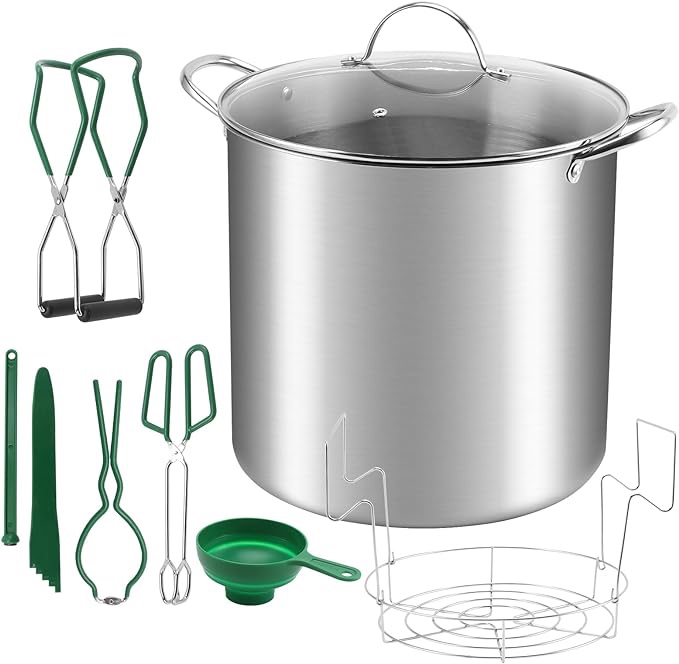 Fulgutonit Canning supply kit, stainless steel canning pot with shelf and set of 6 canning tools, water bath container for beginners