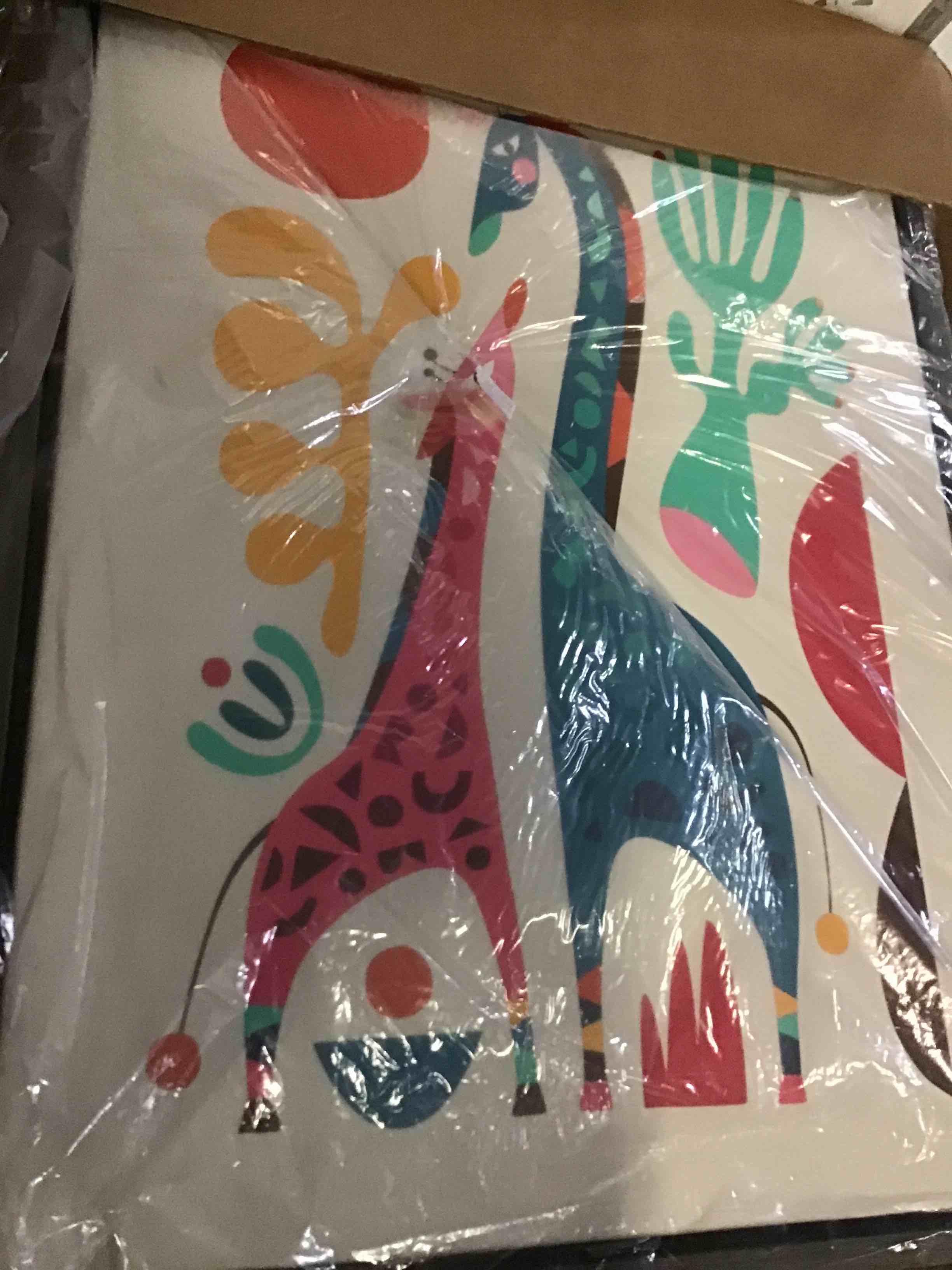 Kate and Laurel Sylvie Nordic Flowers Framed Canvas by Myriam Van Neste, 18x24 Gold, Whimsical Abstract Wall Decor