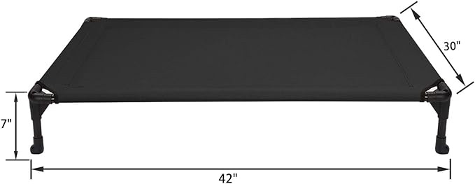 Veehoo Large Elevated Dog Bed â€“ Chewproof Cooling Raised Dog Cots Beds, Black Metal Frame Pet Training Platform with Skid-Resistant Feet, Breathable Textilene Mesh, 42 x 30 x 7 inch, Brown