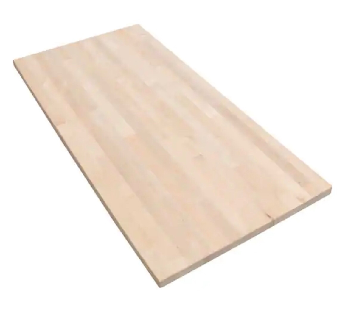 HARDWOOD REFLECTIONS 6 ft. L x 39 in. D Unfinished Birch Solid Wood Butcher Block Island Countertop With Eased Edge
