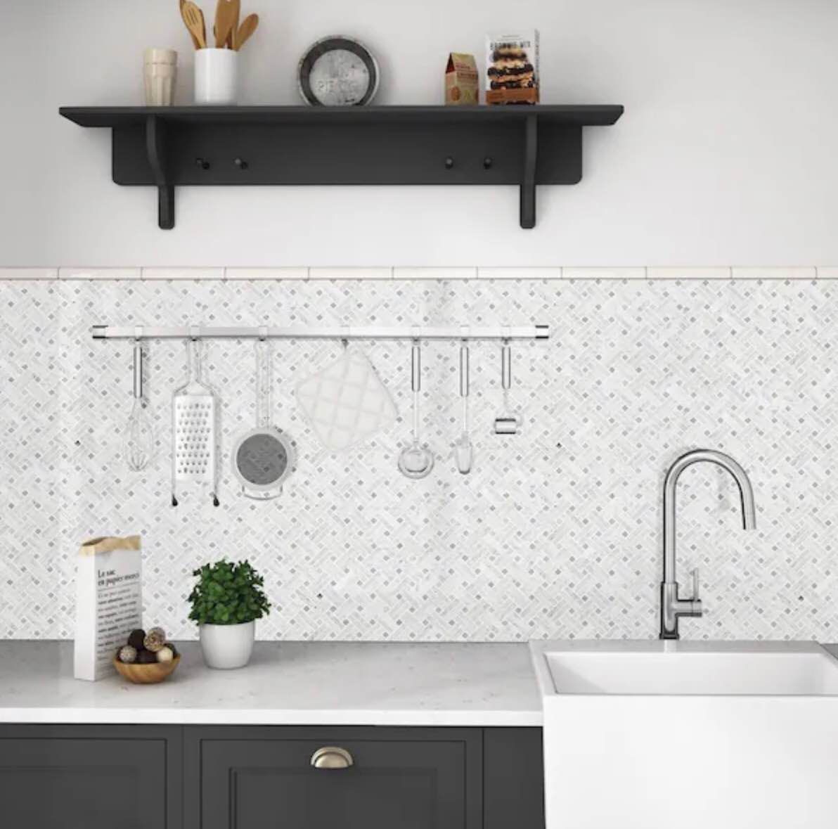 MSI Carrara White Basket Weave 13.13 in. x 13.13 in. Polished Marble Look Floor and Wall Tile, 10.3 sq. ft./Case, (5 boxes total)