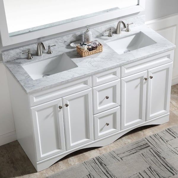 CASAINC 60 in. W x 22 in. D x 35.4 in. H Bath Vanity in White