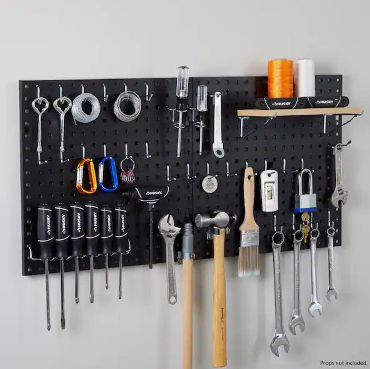 Everbilt 16 in. H x 16 in. W Plastic Pegboard Set with Black Pegboard 2-Piece and Zinc Peg Accessories