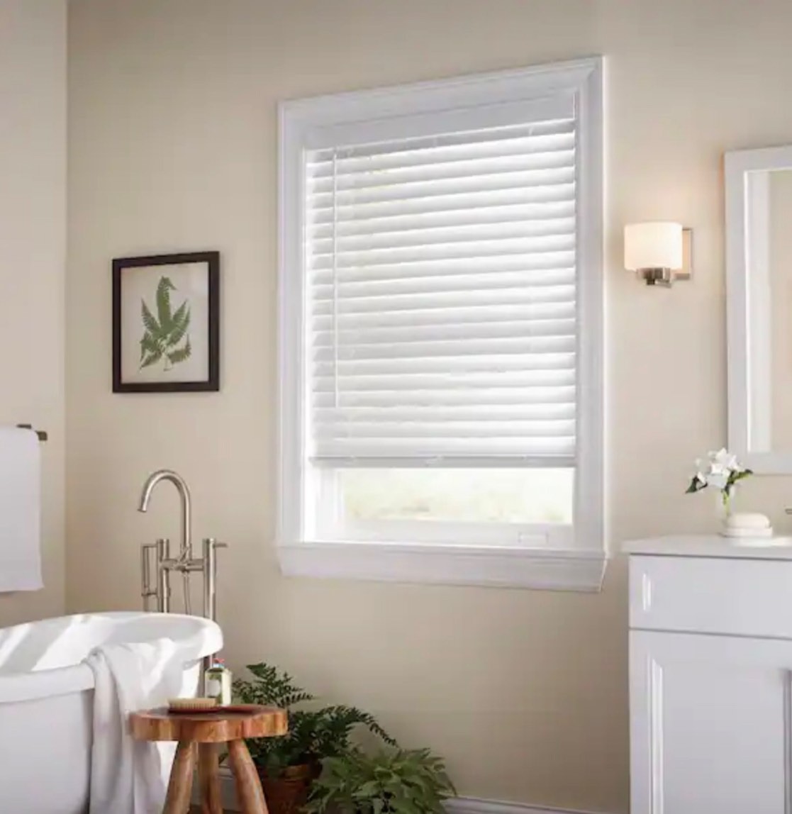 Home Decorators Collection 2 Inch Cordless Faux Wood Blind, 29X48, White, (Set of 2)