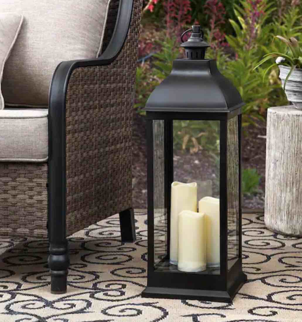 Sunjoy Classic 28 in. Black Outdoor Battery Powered Lantern