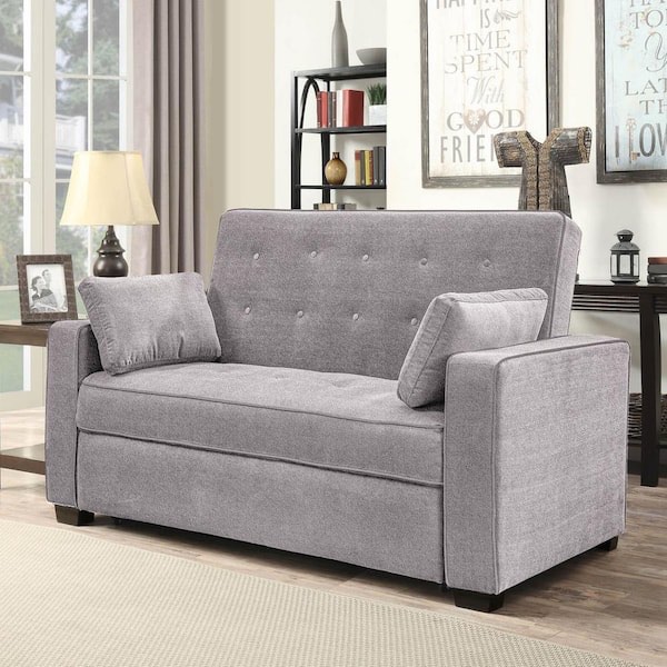 Serta Tina Convertible Sofa Full in Light Grey Polyester