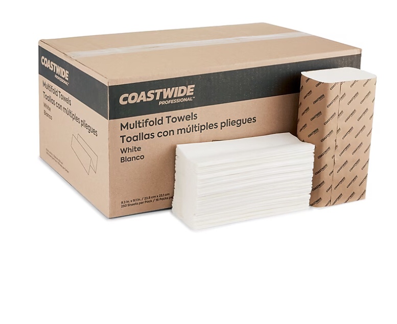 Coastwide Professional Multifold Towels, White, 250 Sheets/ 16 Pck (c-15.5-ag25)