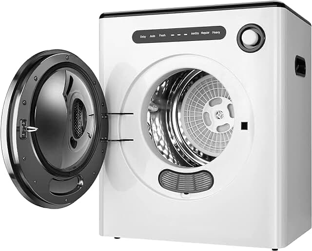 OOTDAY DESSI-DS-04-WHITE Compact Laundry, 0.17 cuft Front Load Stainless Steel, Clothes Dryers with Exhaust Pipe, 65W, ABS Control Panel, for Apartments, Home, Dorm