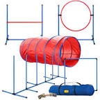 CHEERING PET Deluxe Dog Agility Training Equipment Set, 2 Dog Jump, Hurdle, Blind and Standard Tunnel and Weave Poles, Premium Dog Agility Exercise Set with Easy Carry Case…