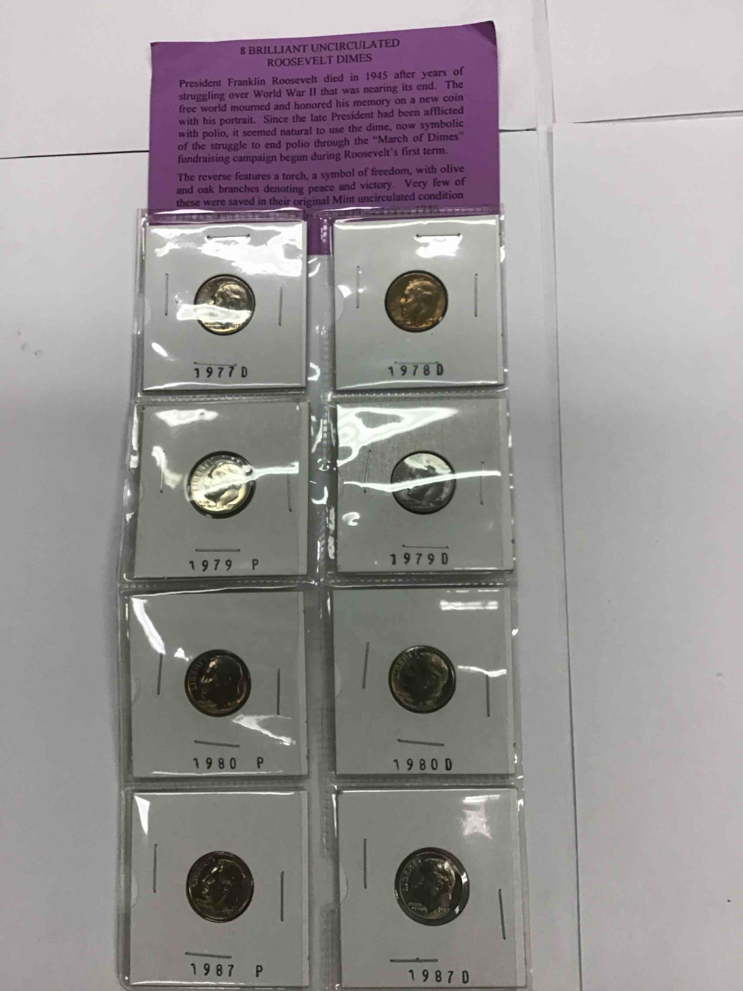 8 Brilliant Uncirculated Roosevelt Dimes